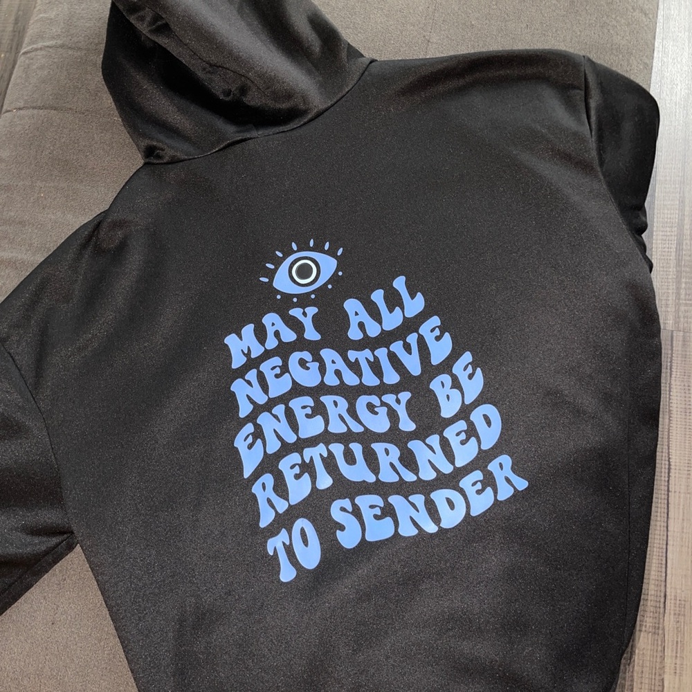Black Hoodie with Blue Graphic